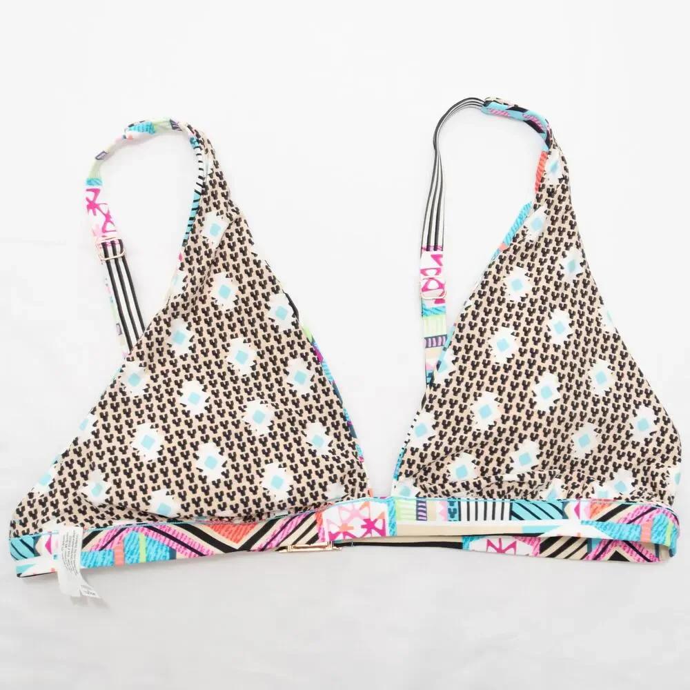 New Vera Bradley Reversible Desert Shapes Emma Bikini Top Size L - Picture 6 of 12